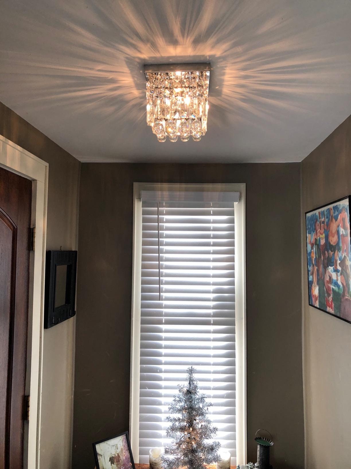 Square flush mount crystal chandelier deals