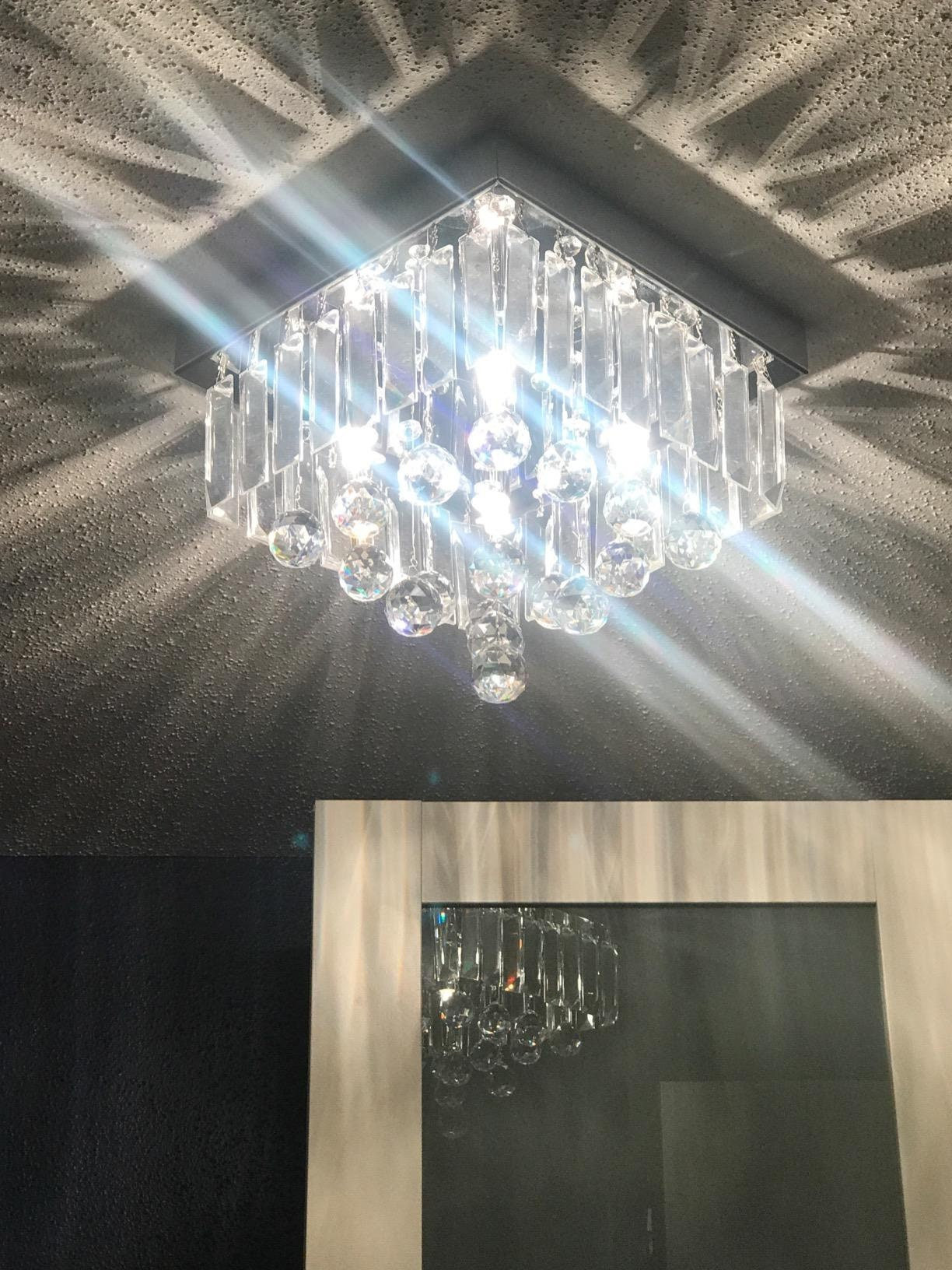 Small Crystal Chandelier Light Fixture 4 Lights Modern Flush Mount