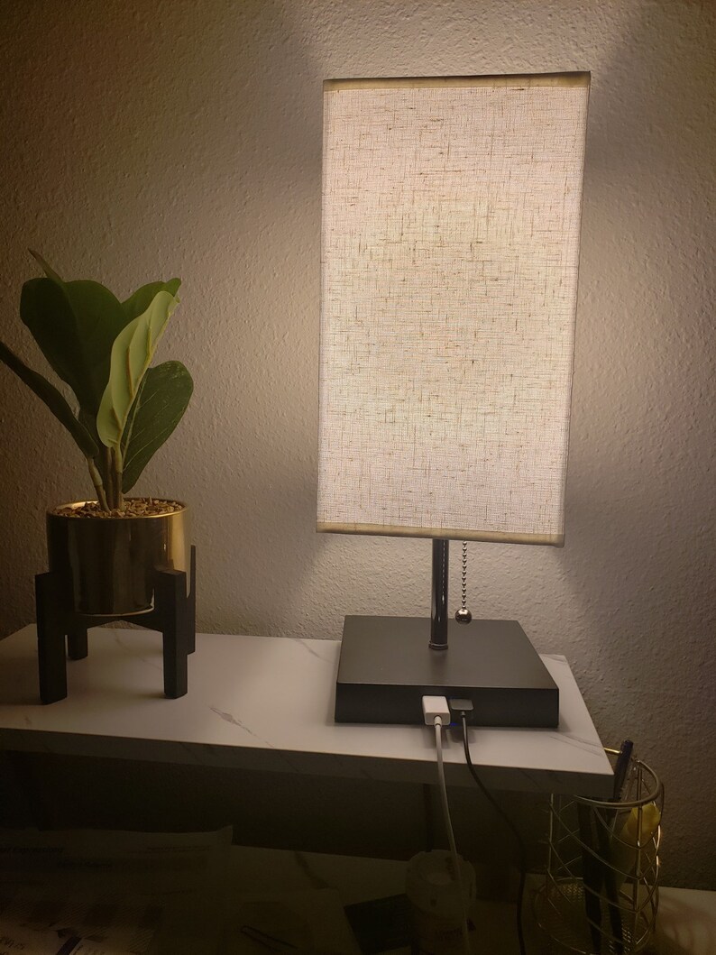 Bedside Table Lamp, Nightstand Lamp With 2 USB Charging Ports, Modern