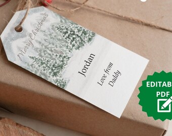 Personalized Printable Christmas Tags, Editable Christmas Gift Tags, Holiday Gift Tag Template, Christmas Tree Tags, US Letter PDF