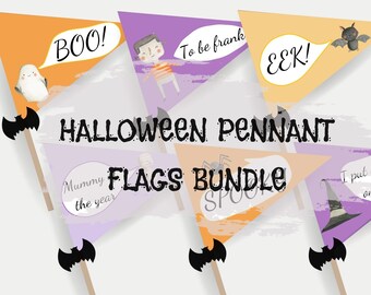 Halloween Pennant Flag, Halloween Decoration, Halloween Party Decor, Halloween Pennant Flag Printable, Halloween Decor Printable, Letter PDF