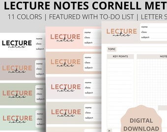 Cornell Notes Method, Lecture Notes, Lecture Notes Template, Student Notes, College Notes, To-Do List, Pastel Color, Note Printable