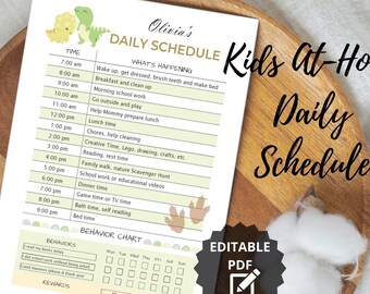 Editable Kids Schedule Template, Daily Schedule Printable, Homeschool Daily Planner, Kids Routine, Babysitter Schedule