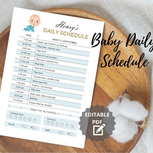 Editable Baby Schedule Template, Daily Schedule Printable, Baby Routine, Babysitter Information, Babysitter Schedule, Postpartum Care