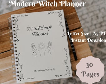 Modern Witch Planner Printable 2023, Witchcraft Planner, Witchy Self Care Planner, US Letter & A5 PDF