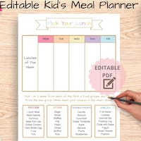 Printable Kids Lunch Meal Plan Digital Download School Lunch Planner ...