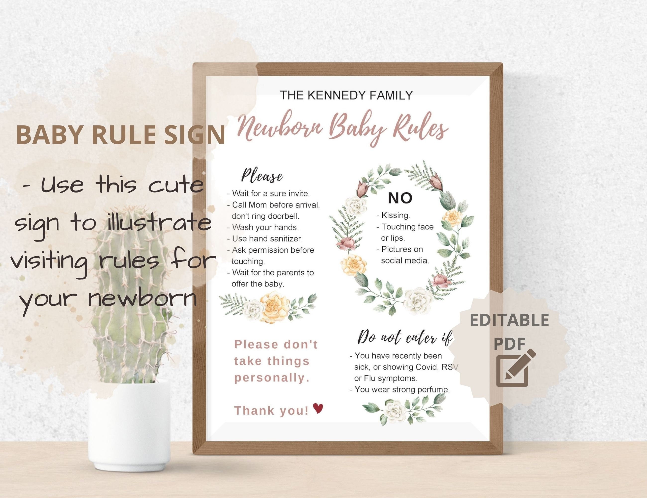 Editable Newborn Rules Sign Newborn Visitor Information Etsy Editable Newborn Rules Sign Newborn Visitor Information Etsy