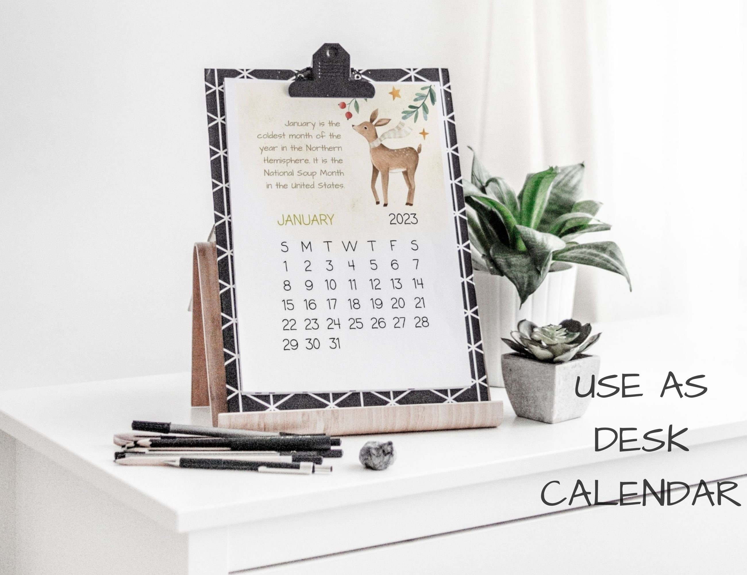 Printable Calendar 2023 Cute Desk Calendar Printable Montessori 