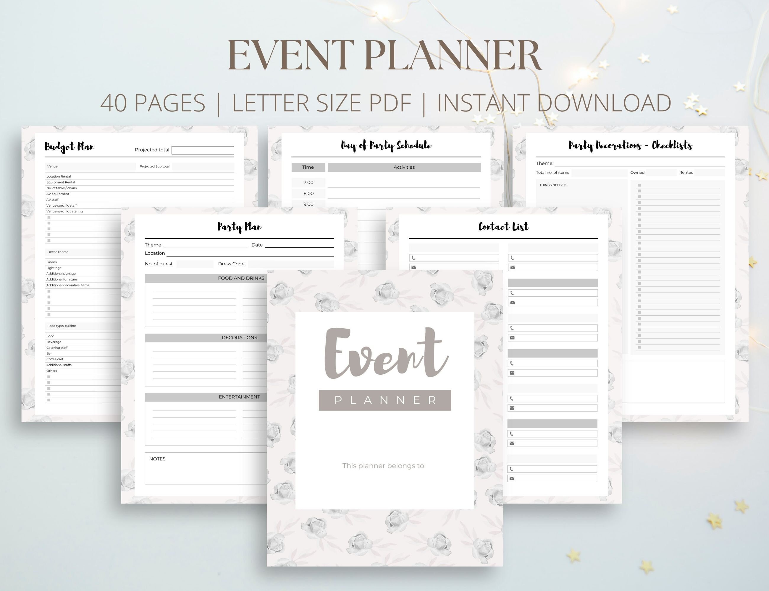 Printable Event Planner, Party Planner, Birthday Party, Event Planning ...