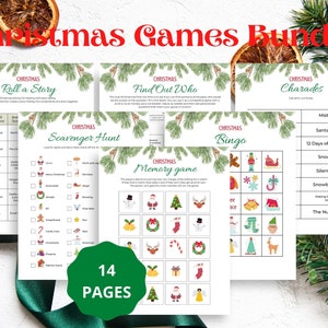 Printable Christmas Games Bundle, Christmas Party Games, Online Christmas Games, Christmas Printable Letter Size PDF