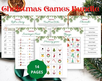 Printable Christmas Games Bundle, Christmas Party Games, Online Christmas Games, Christmas Printable Letter Size PDF