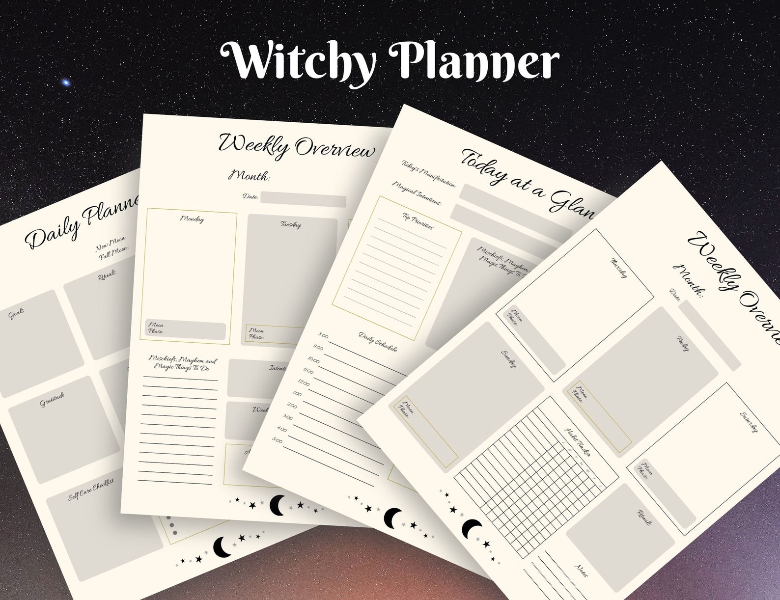 Modern Witch Planner Printable 2023, Witchcraft Planner, Witchy Self Care Planner, US Letter ...
