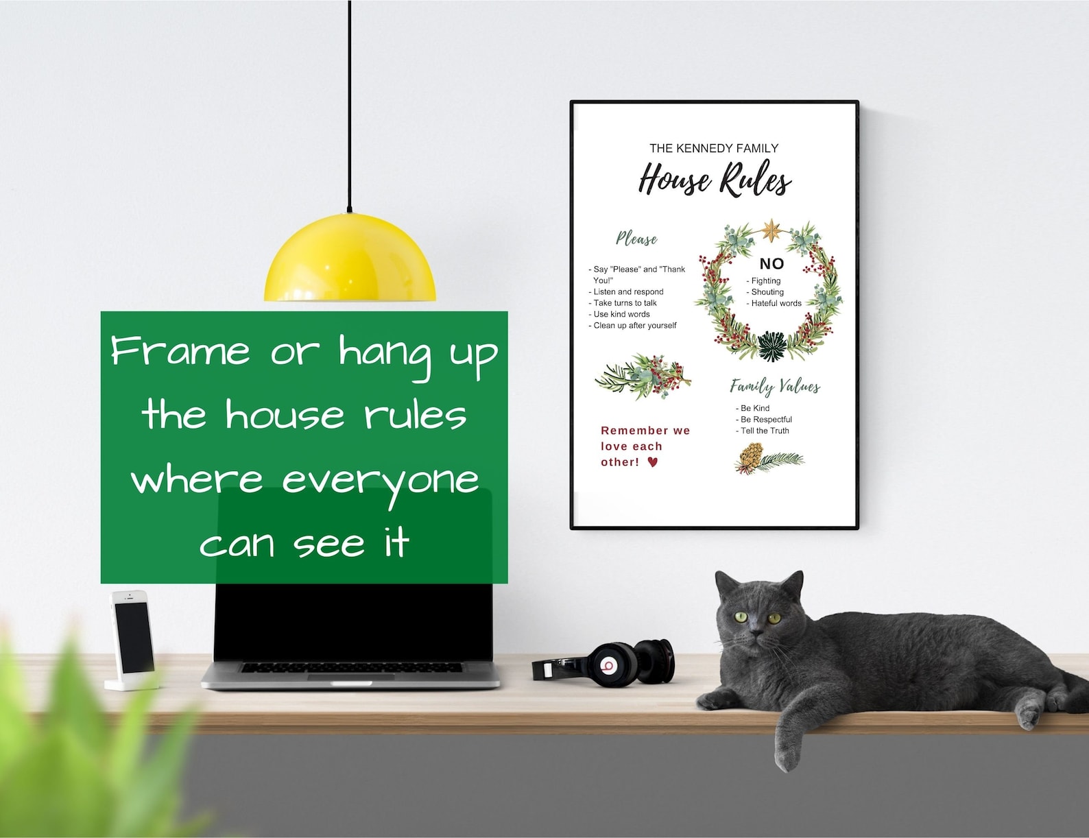 Editable House Rules for Kids, House Rule Wall Art, Family Rule Wall