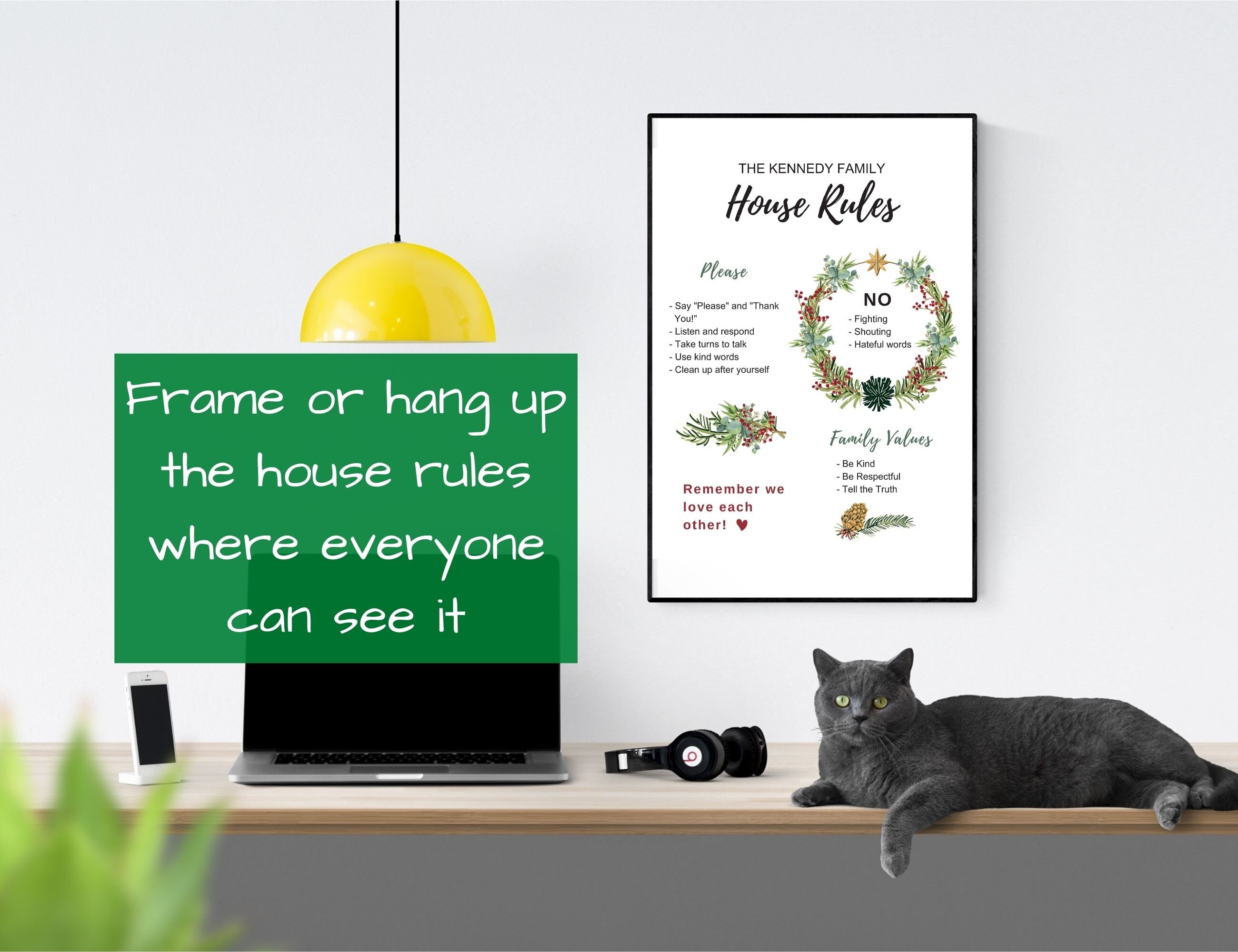 Editable House Rules for Kids, House Rule Wall Art, Family Rule Wall