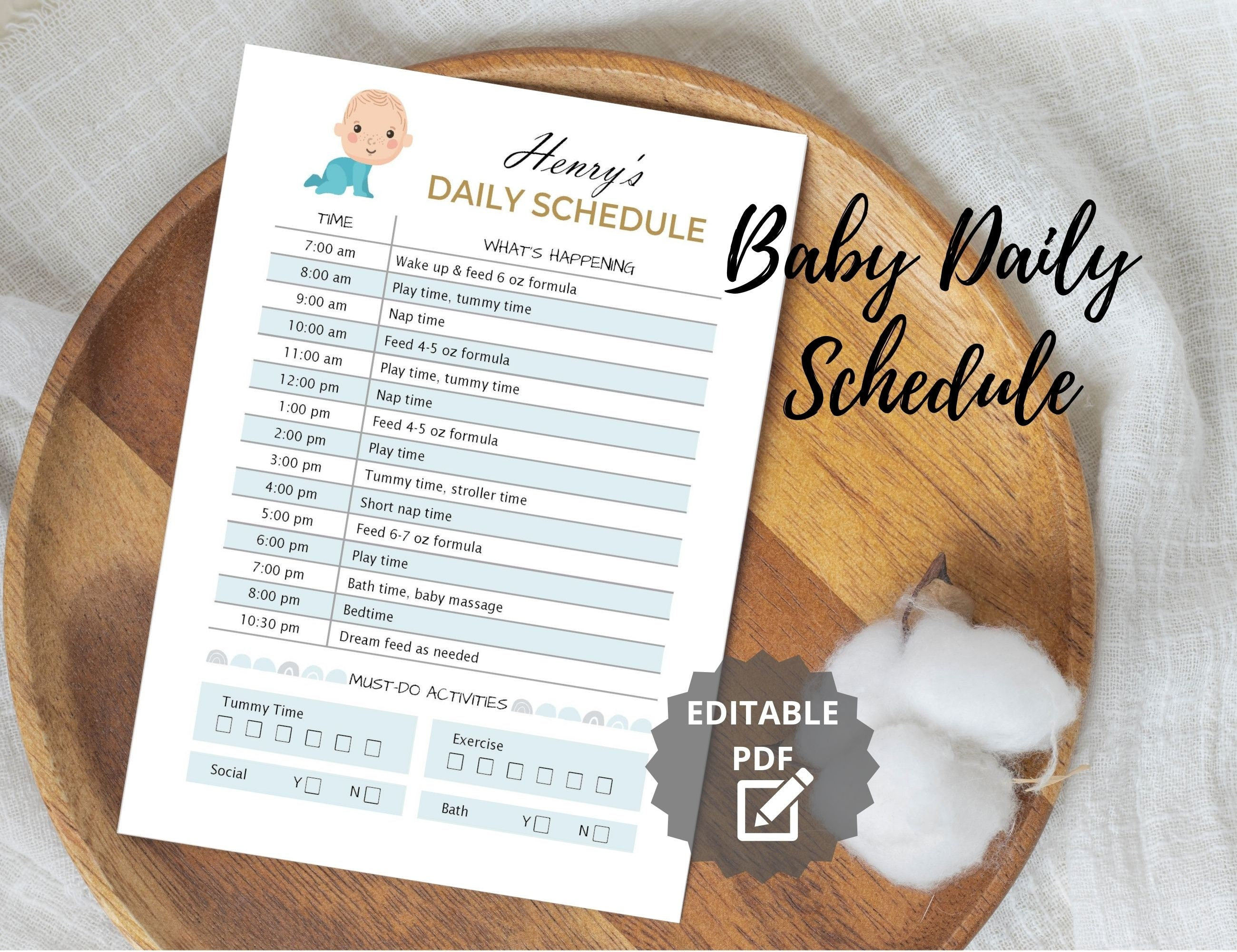Editable Baby Schedule Template, Daily Schedule Printable, Baby Routine Editable Baby Schedule Template, Daily Schedule Printable, Baby Routine