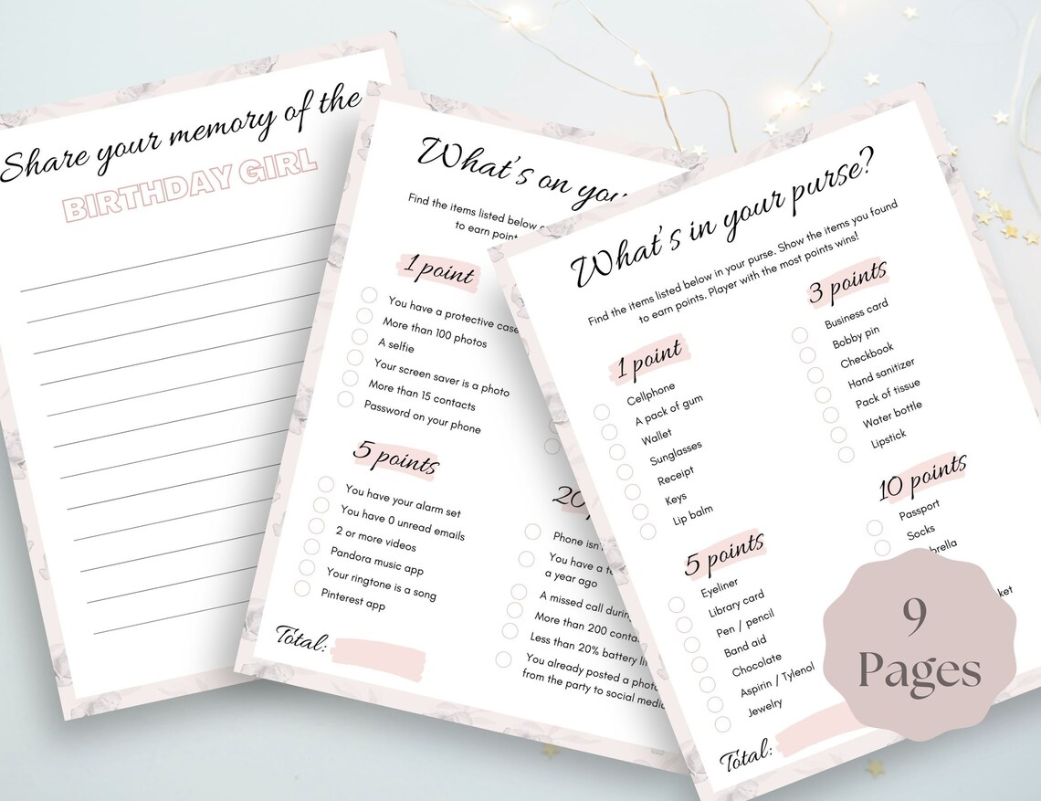 Adult Birthday Party Games Bundle Printable, Adult Party Games