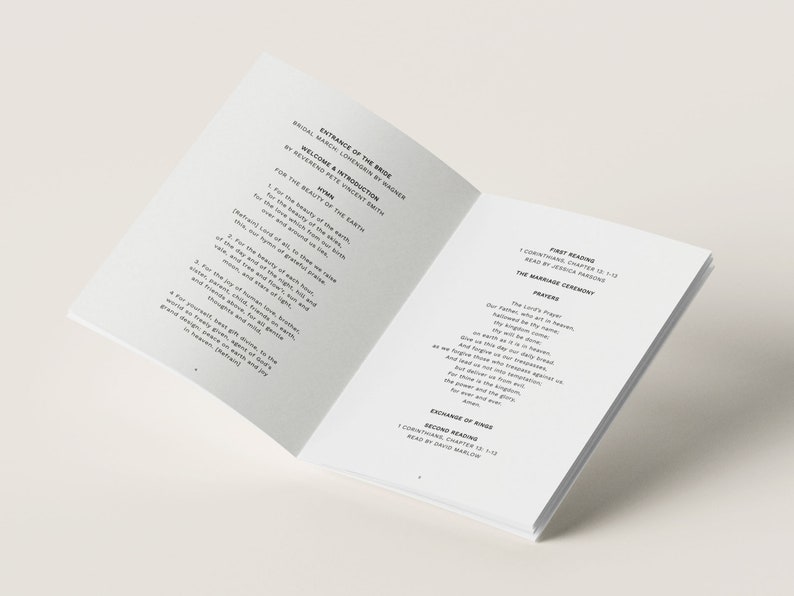 Order of Service Wedding Booklet Template, Minimalist, Pink &amp; Orange ...