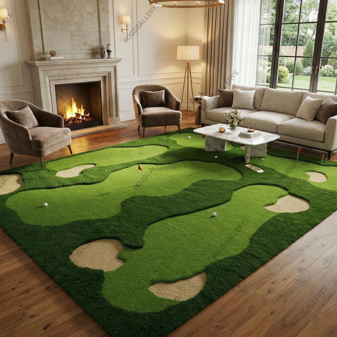 Hand Tufted Golf Area Rug Wool Putting Green Living Room Decor - Etsy