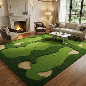 Handgetufteter Golf Teppich Wolle Putting Green Wohnzimmer Dekor