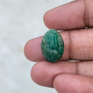 Handcarved Zambian Emerald Ganesha Pendant - 17.5 Carat