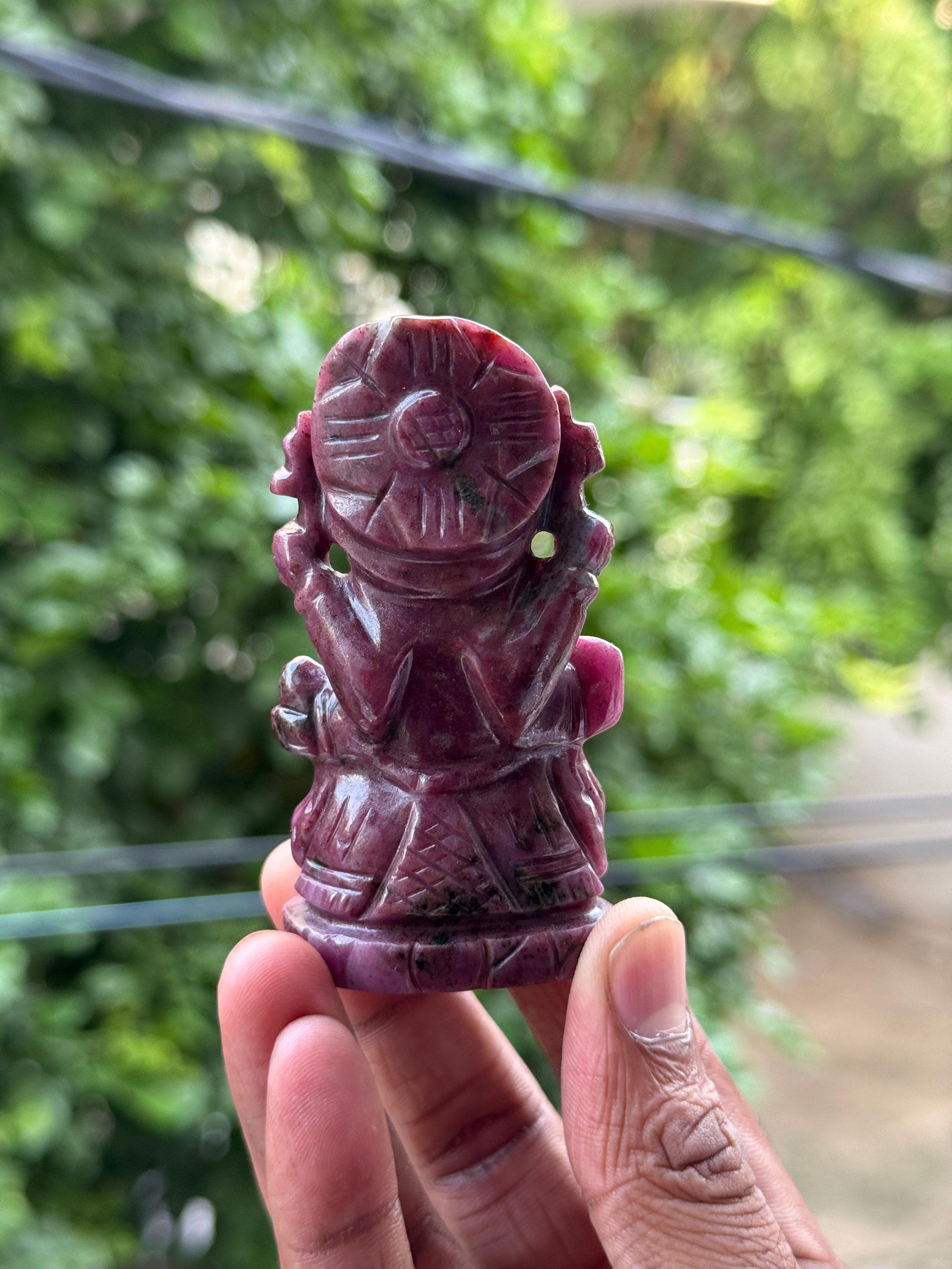 ヴィンテージの手彫りルビーガネーシャ像：インドの宝石偶像、905