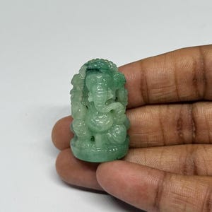 Hand-Carved Emerald Ganesha Statue: 93.5ct Gemstone Idol