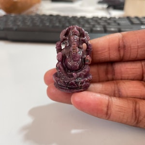 192.5 Carat Ruby Handmade Ganesha Statue – Lord Ganesha Hand-Carved in Ruby Gemstone – Spiritual Gift, Home Decor, Unique Art Piece Ganesha