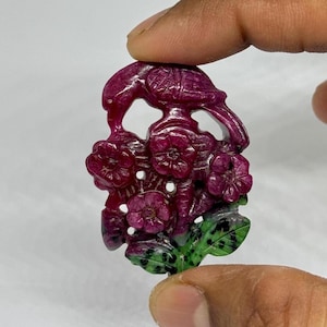Piedra preciosa de rubí de alta calidad tallada a mano con forma de pájaro y flor, regalo perfecto para sus seres queridos, 116 ct, joyería hecha a mano, regalo, regalos