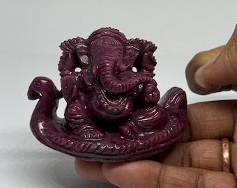 Ídolo natural de Ganesha de rubí, Vighnaharta tallada a mano, Vinayakaten, Kangiten, Huanxi Tian, Phra Phikanet, Pillaiyar, Vinyagar, Maha Peinne
