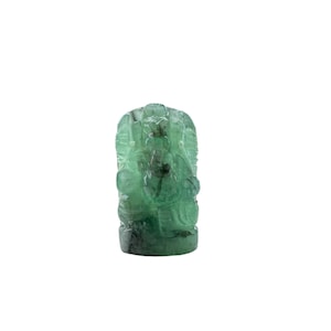 Handcarved Emerald Ganesha Statue: Tiny Hindu God Home Decor
