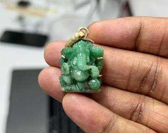 Hand-Carved Emerald Ganesha Statue With Pendent | 44ct Gemstone Idol | Spiritual Gift for All Occasions