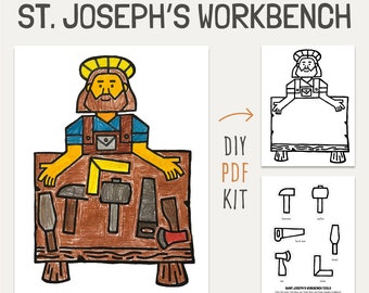 st joseph worker coloring page, christian printables, saint joseph coloring page, kids activity sheet, catholic saint printables homeschool