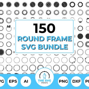 Pakiet ramek okrągłych SVG, Mega pakiet ramek okrągłych, Doodle Circle SVG | Ramka SVG | Dekoracja ramki koła Ślub