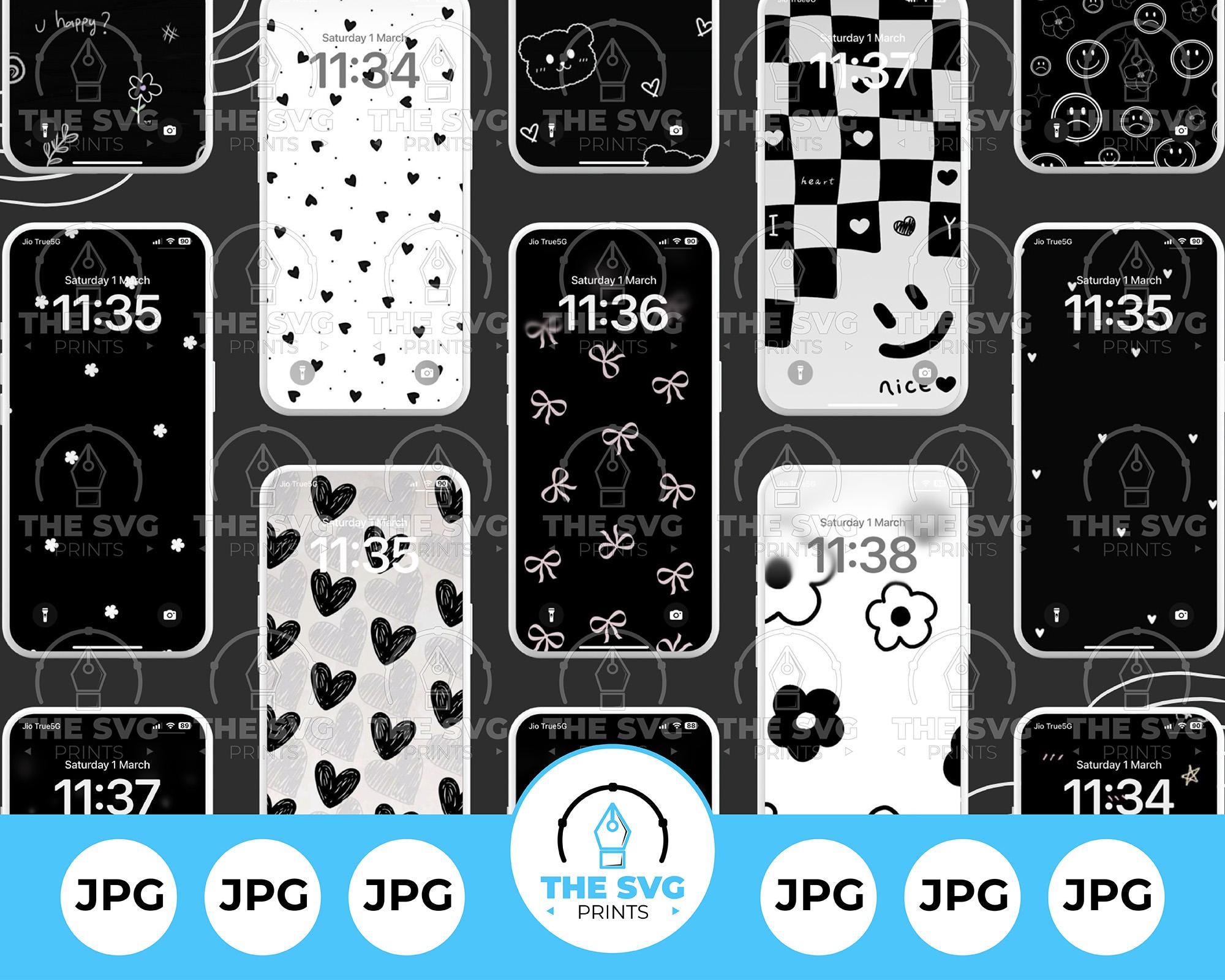 Black and white iPhone wallpaper - Etsy 日本, image size:2000x1600