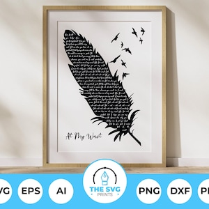 Letras en formato SVG de plumas, letras personalizadas en formato SVG, regalo sentimental, letras inspiradoras, canción del primer baile, votos matrimoniales, poema favorito