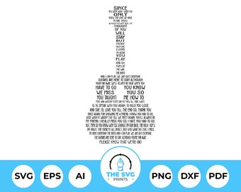 Personalized Guitar Shaped Lyrics, Custom Print SVG, Personalized Clipart - Digital Download