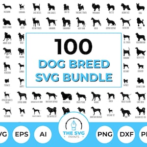Dog Breed Silhouette SVG Bundle: 100 Designs (Digital Download)