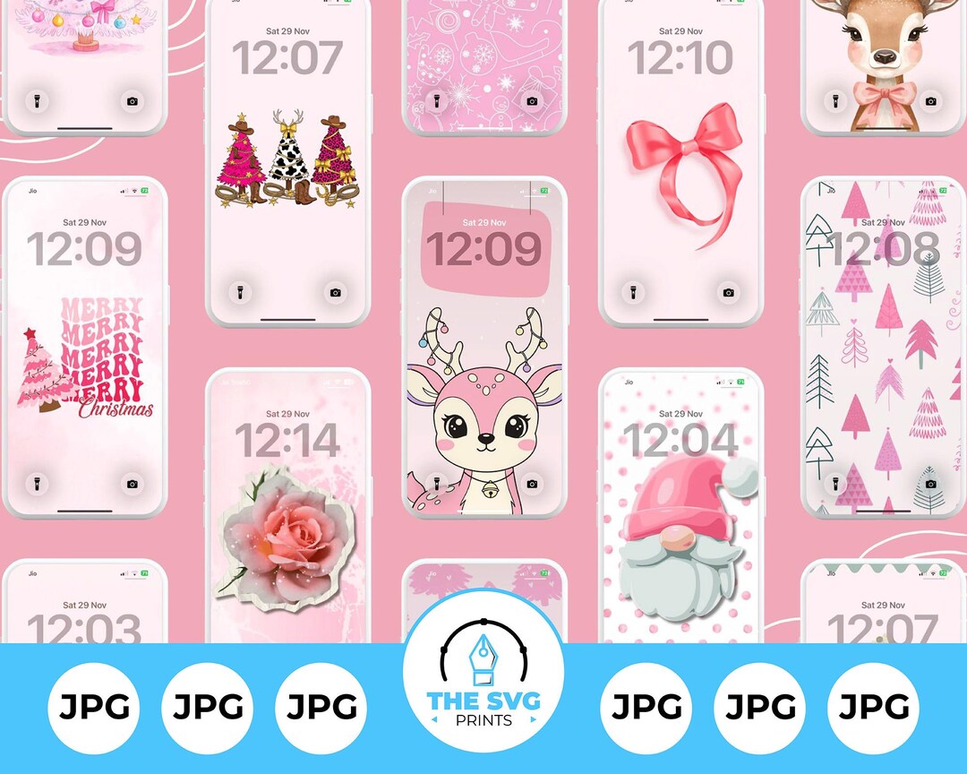Pink Christmas Phone Wallpapers, Holiday Lock Screen for Ios, iPhone