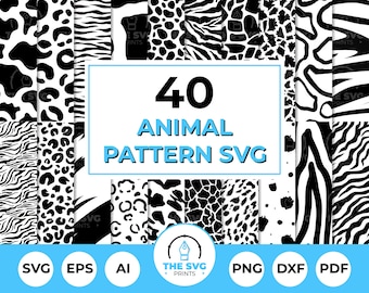 Animal Print SVG Pattern Bundle: 40 Leopard, Zebra, Tiger Designs (Digital Download)
