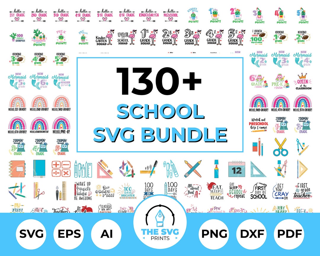 Back to School SVG Bundle: Grade Level Shirt Cut Files (digital ...