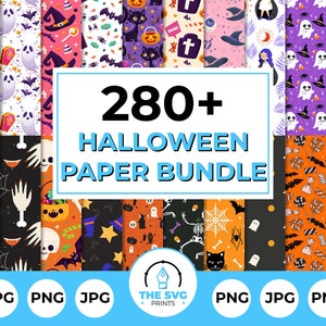 Halloween Digital Paper Mega Bundle - 280+ Digital Papers, Halloween Print Paper, Halloween JPG, Halloween Pattern PNG, Digital Background