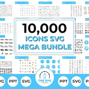 Icons SVG Mega Bundle - 10.000 Symbole, Symbole PPT, Geschäftssymbole, Social Media Symbole, bearbeitbare Symbolpaket