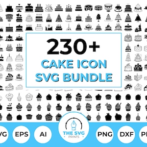 ケーキアイコン SVG バンドル - 238 個のケーキ、カップケーキ SVG バンドル、ケーキのスライス SVG、ウェディング ケーキ SVG、バースデー ケーキ SVG、カップル ケーキ、バレンタイン デー