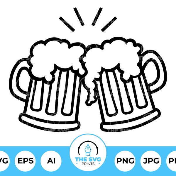 Beer Mug Cheers SVG Printable Design For Cricut - Instant Download Item