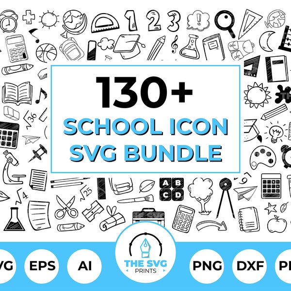 School Icon SVG Bundle, School Elements For Teachers, Kids SVG Bundle