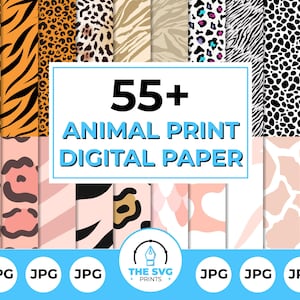 Pacchetto di carta digitale con stampa animalier - 58 sfondi digitali, motivo senza soluzione di continuità con stampa di ghepardo JPG, carta digitale con stampa di leopardo, carte safari