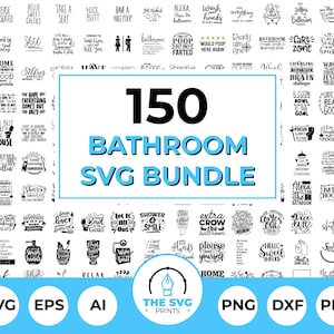 Badkamer citaten SVG bundel - 150 ontwerpen voor Home Decor DIY, Cricut silhouet snijden bestanden, grappige badkamer tekenen, wasruimte citaten SVG