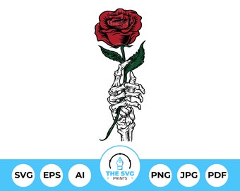 Skeleton Hand Rose SVG: Gothic Tattoo Design (Digital Download)