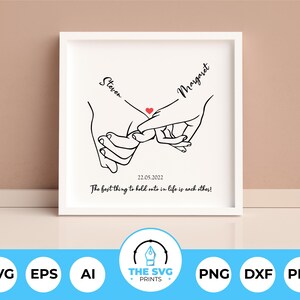 Personalized Holding Hands SVG, Couple Tshirt Design SVG, Gift For Couple, Couple In Love Svg, Anniversary Gift, Customize With Names, Dates