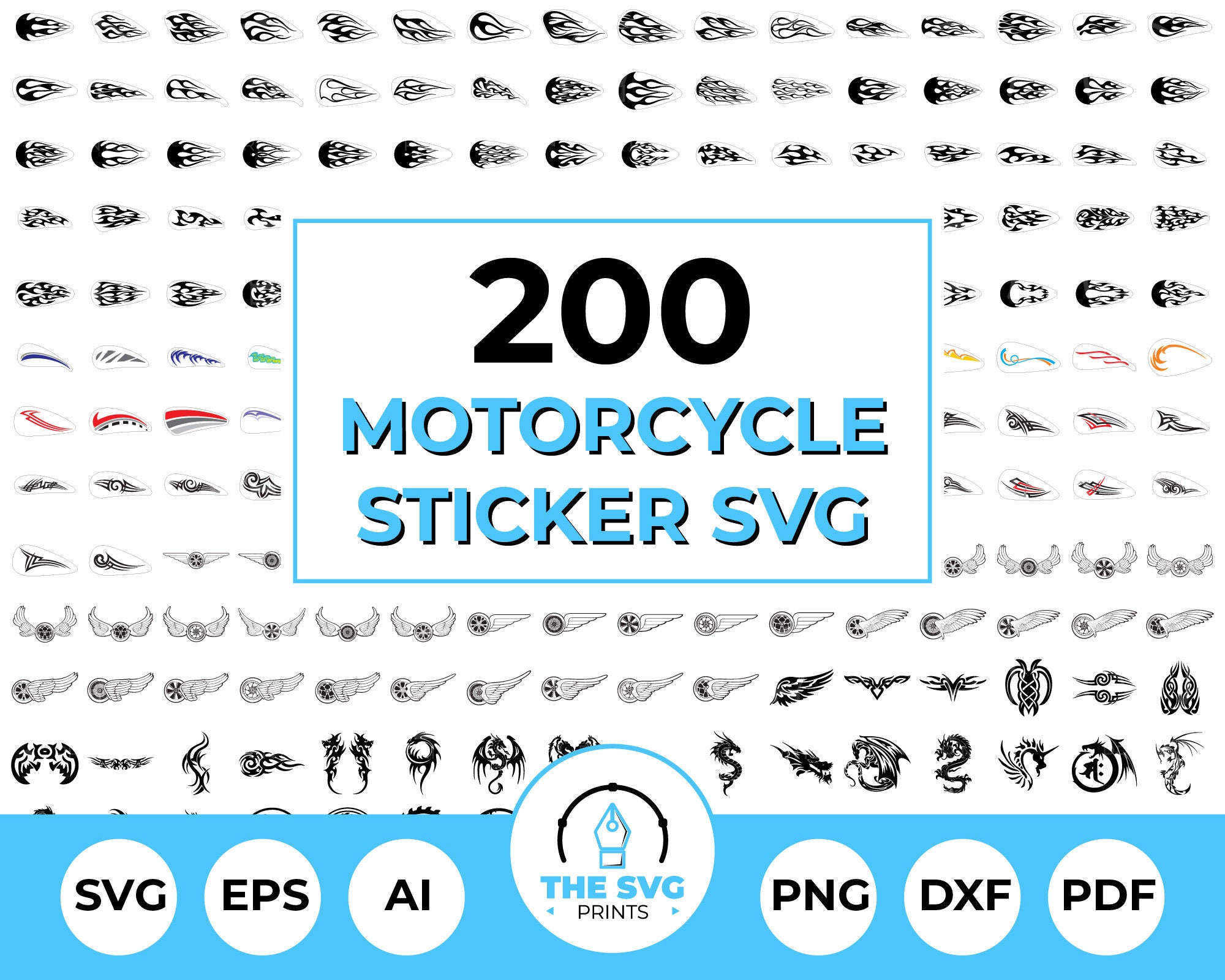Motorcycle Sticker SVG Bundle 200 SVG Biker Vinyl SVG Etsy